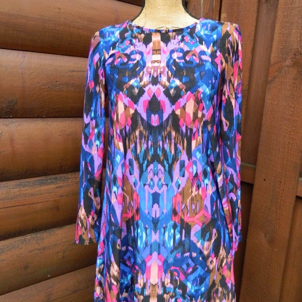 24 7 Comfort Asymmetrical Tunic, M, Tie-Dye Purple and Blue - Super Soft - USA